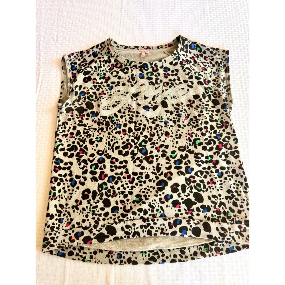 Juicy Couture Leopard Print Love Glitter Graphic Sleeveless Top Lg Multi-Color